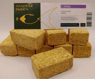 Прикормка "Золотая рыбка" кукурузный жмых -слива, 400гр (10шт) -357